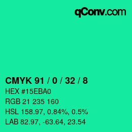 Color code: CMYK 91 / 0 / 32 / 8 | qconv.com