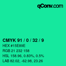 Color code: CMYK 91 / 0 / 32 / 9 | qconv.com