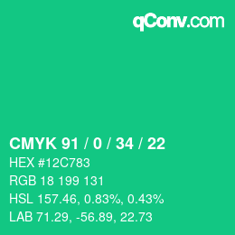 Color code: CMYK 91 / 0 / 34 / 22 | qconv.com