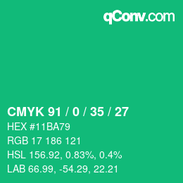 Código de color: CMYK 91 / 0 / 35 / 27 | qconv.com