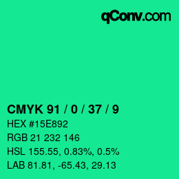 カラーコード: CMYK 91 / 0 / 37 / 9 | qconv.com
