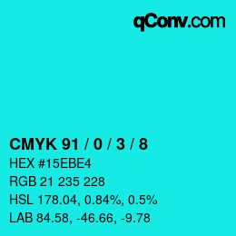 Color code: CMYK 91 / 0 / 3 / 8 | qconv.com