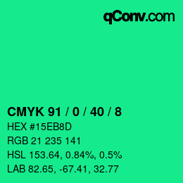Color code: CMYK 91 / 0 / 40 / 8 | qconv.com