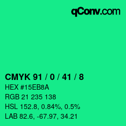Color code: CMYK 91 / 0 / 41 / 8 | qconv.com