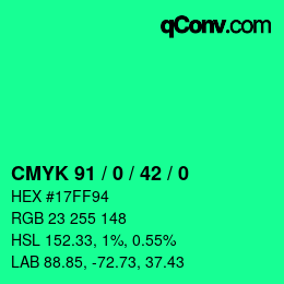 Color code: CMYK 91 / 0 / 42 / 0 | qconv.com