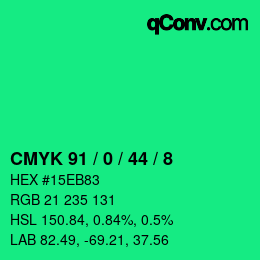 Color code: CMYK 91 / 0 / 44 / 8 | qconv.com