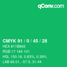 Color code: CMYK 91 / 0 / 45 / 28 | qconv.com