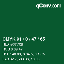カラーコード: CMYK 91 / 0 / 47 / 65 | qconv.com