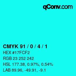 Color code: CMYK 91 / 0 / 4 / 1 | qconv.com