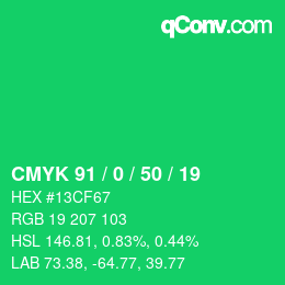 Color code: CMYK 91 / 0 / 50 / 19 | qconv.com