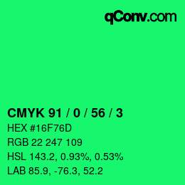 Color code: CMYK 91 / 0 / 56 / 3 | qconv.com