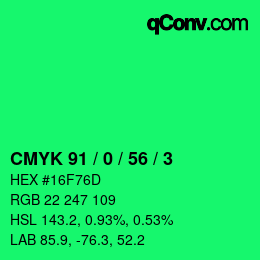 Color code: CMYK 91 / 0 / 56 / 3 | qconv.com