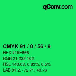 Color code: CMYK 91 / 0 / 56 / 9 | qconv.com