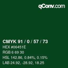 カラーコード: CMYK 91 / 0 / 57 / 73 | qconv.com