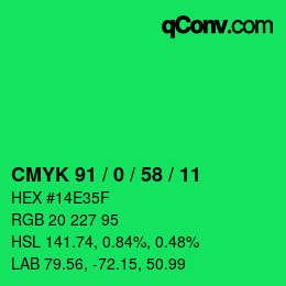 Farbcode: CMYK 91 / 0 / 58 / 11 | qconv.com