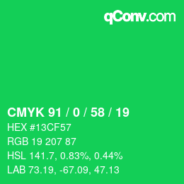 颜色代码: CMYK 91 / 0 / 58 / 19 | qconv.com