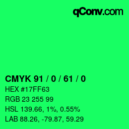 Color code: CMYK 91 / 0 / 61 / 0 | qconv.com