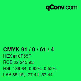 Color code: CMYK 91 / 0 / 61 / 4 | qconv.com