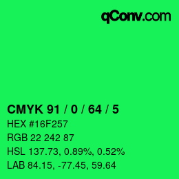 颜色代码: CMYK 91 / 0 / 64 / 5 | qconv.com