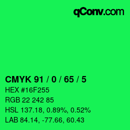 颜色代码: CMYK 91 / 0 / 65 / 5 | qconv.com