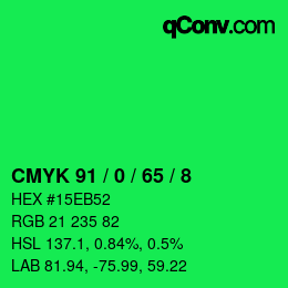 カラーコード: CMYK 91 / 0 / 65 / 8 | qconv.com