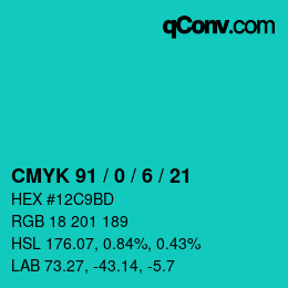 Color code: CMYK 91 / 0 / 6 / 21 | qconv.com