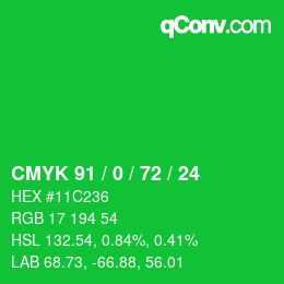 Color code: CMYK 91 / 0 / 72 / 24 | qconv.com