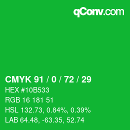 Color code: CMYK 91 / 0 / 72 / 29 | qconv.com