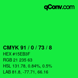 Color code: CMYK 91 / 0 / 73 / 8 | qconv.com