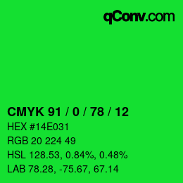 Farbcode: CMYK 91 / 0 / 78 / 12 | qconv.com