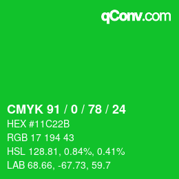 Color code: CMYK 91 / 0 / 78 / 24 | qconv.com