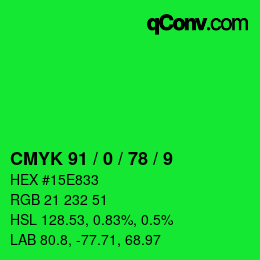 Color code: CMYK 91 / 0 / 78 / 9 | qconv.com