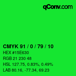 Código de color: CMYK 91 / 0 / 79 / 10 | qconv.com