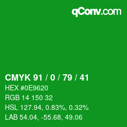 颜色代码: CMYK 91 / 0 / 79 / 41 | qconv.com