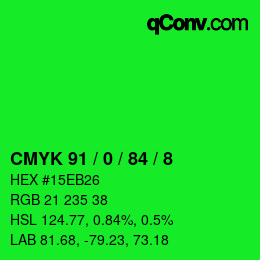 Farbcode: CMYK 91 / 0 / 84 / 8 | qconv.com