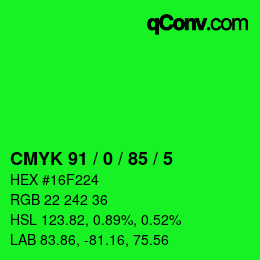颜色代码: CMYK 91 / 0 / 85 / 5 | qconv.com