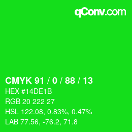 Farbcode: CMYK 91 / 0 / 88 / 13 | qconv.com