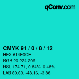 Color code: CMYK 91 / 0 / 8 / 12 | qconv.com