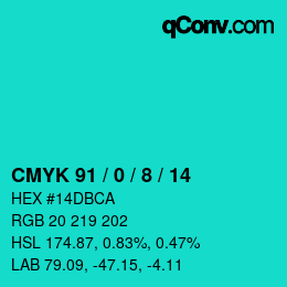 Color code: CMYK 91 / 0 / 8 / 14 | qconv.com