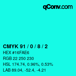 Color code: CMYK 91 / 0 / 8 / 2 | qconv.com