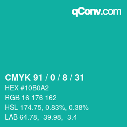Color code: CMYK 91 / 0 / 8 / 31 | qconv.com