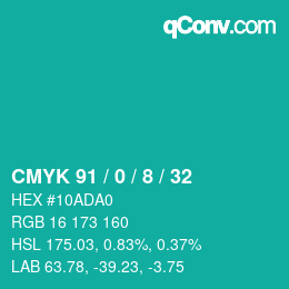 Color code: CMYK 91 / 0 / 8 / 32 | qconv.com