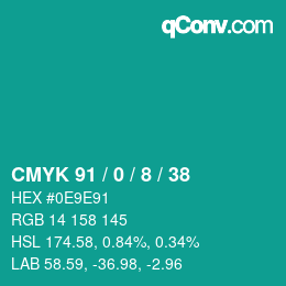 Color code: CMYK 91 / 0 / 8 / 38 | qconv.com