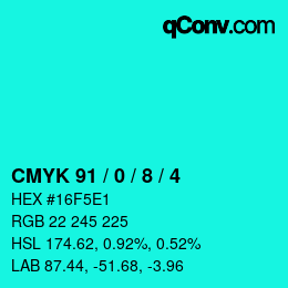 Color code: CMYK 91 / 0 / 8 / 4 | qconv.com