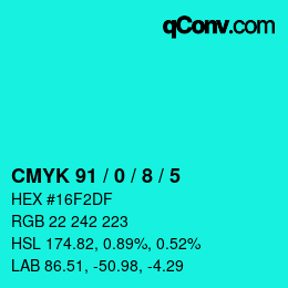 Color code: CMYK 91 / 0 / 8 / 5 | qconv.com
