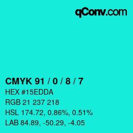 Color code: CMYK 91 / 0 / 8 / 7 | qconv.com