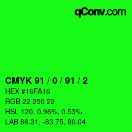 Código de color: CMYK 91 / 0 / 91 / 2 | qconv.com