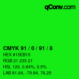 Color code: CMYK 91 / 0 / 91 / 8 | qconv.com