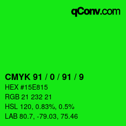 Color code: CMYK 91 / 0 / 91 / 9 | qconv.com