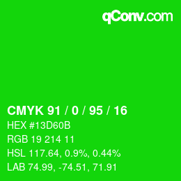 Color code: CMYK 91 / 0 / 95 / 16 | qconv.com